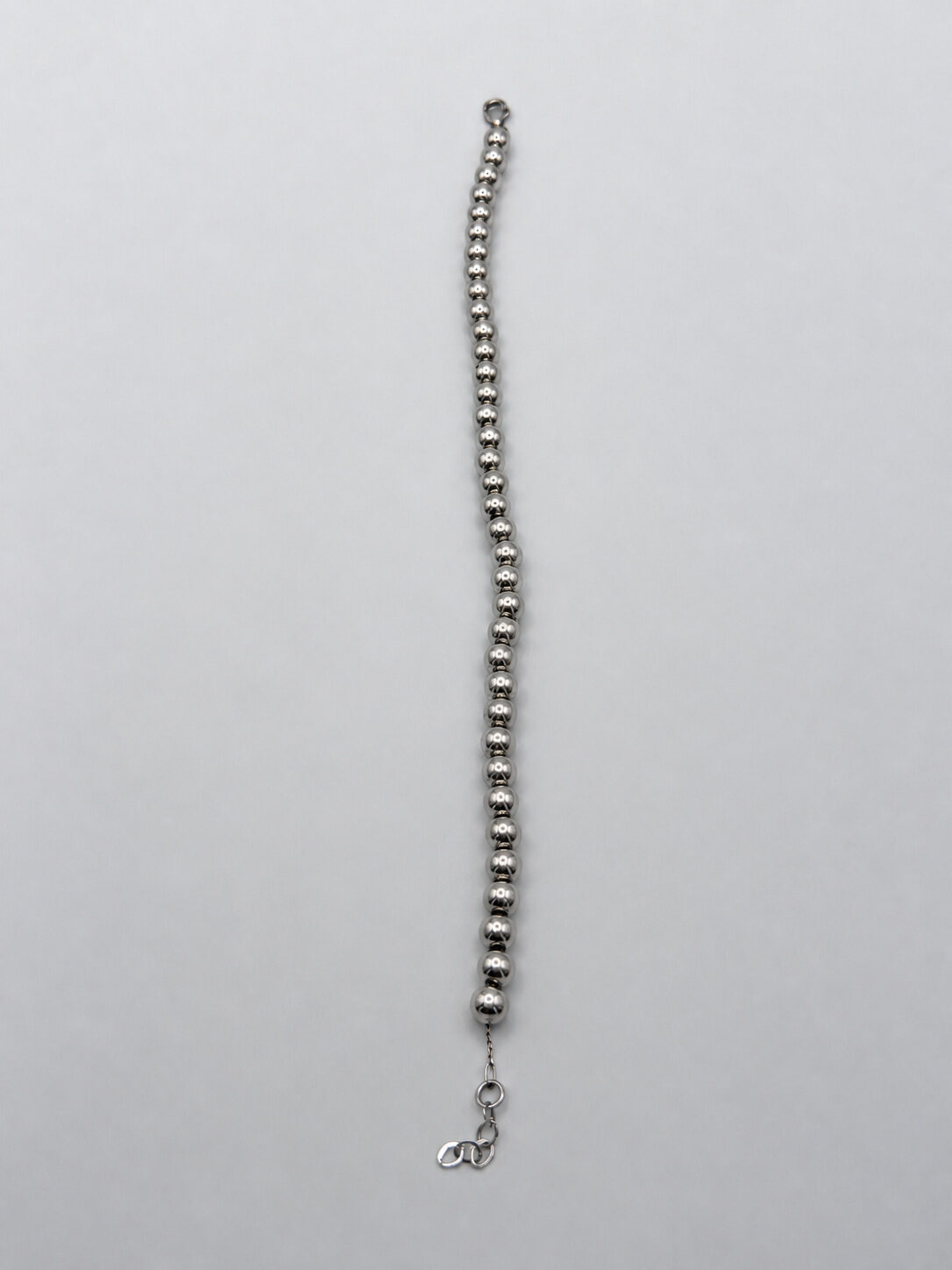 14k White Gold Beaded Bracelet — 10.0 g Solid, reference J061, Pre-Owned — front view, for sale from a private Orange County watch dealer