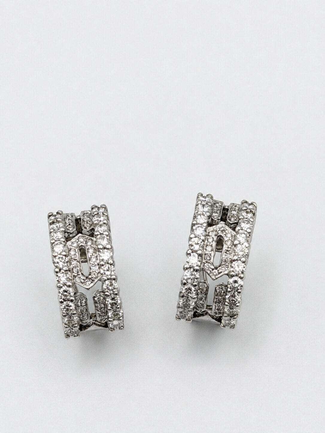 18k White Gold Diamond Open-Design Earrings — 1.50 ctw, reference J060, Pre-Owned — front view, for sale from a private Orange County watch dealer