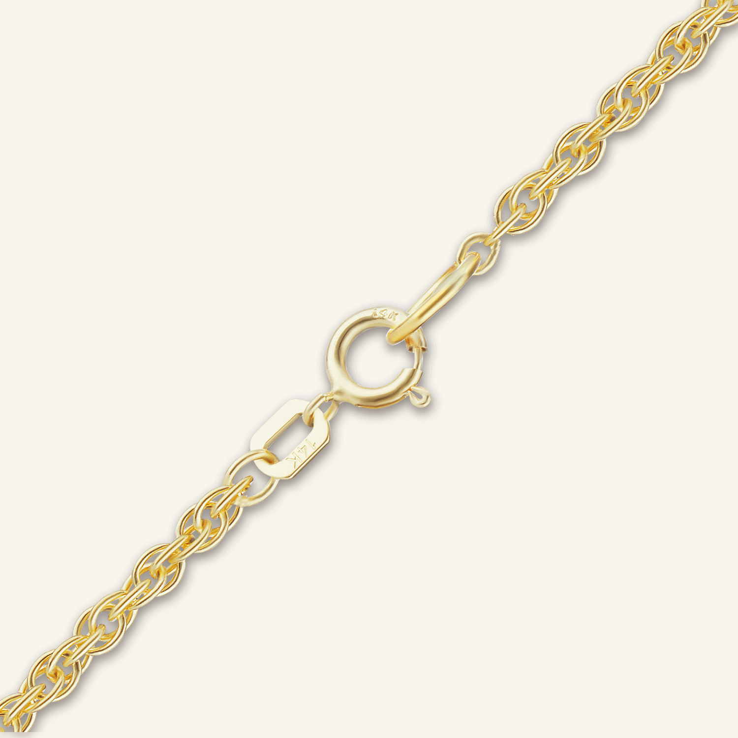 Solid 14K Gold Rope Chain, solid 14K yellow gold, shown in 0.8 mm