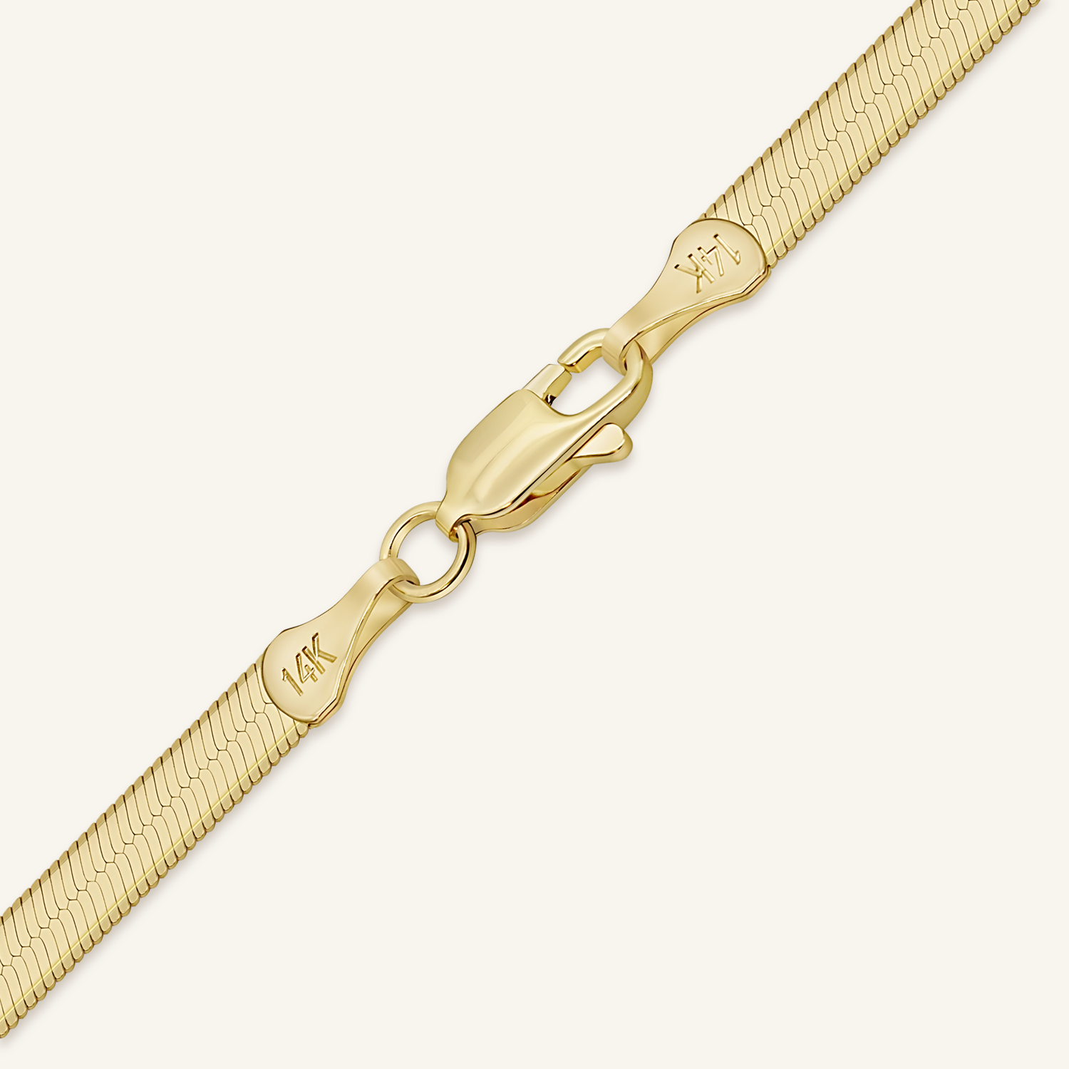 Solid 14K Yellow Gold Herringbone Chain, shown in 3 mm
