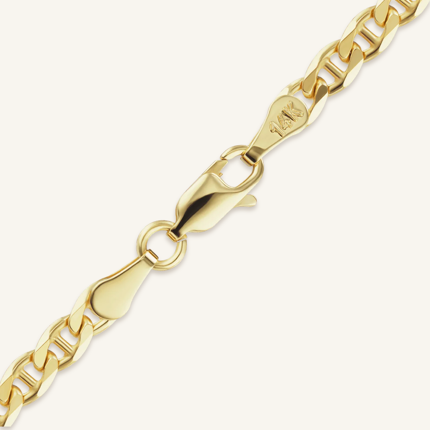 Solid 14K Yellow Gold Mariner Chain, shown in 1.8 mm