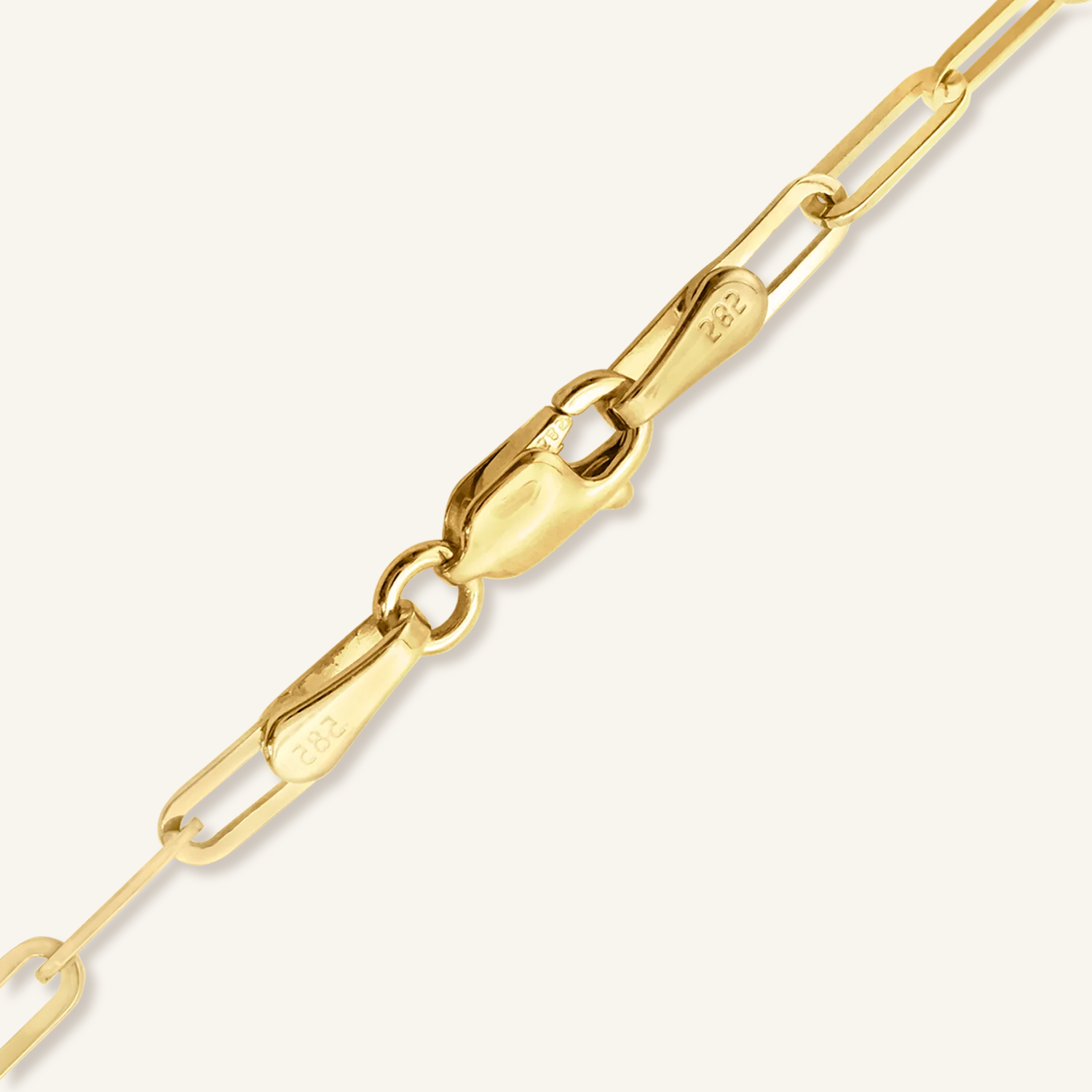 Solid 14K Gold Paperclip Chain, shown in 1.3 mm